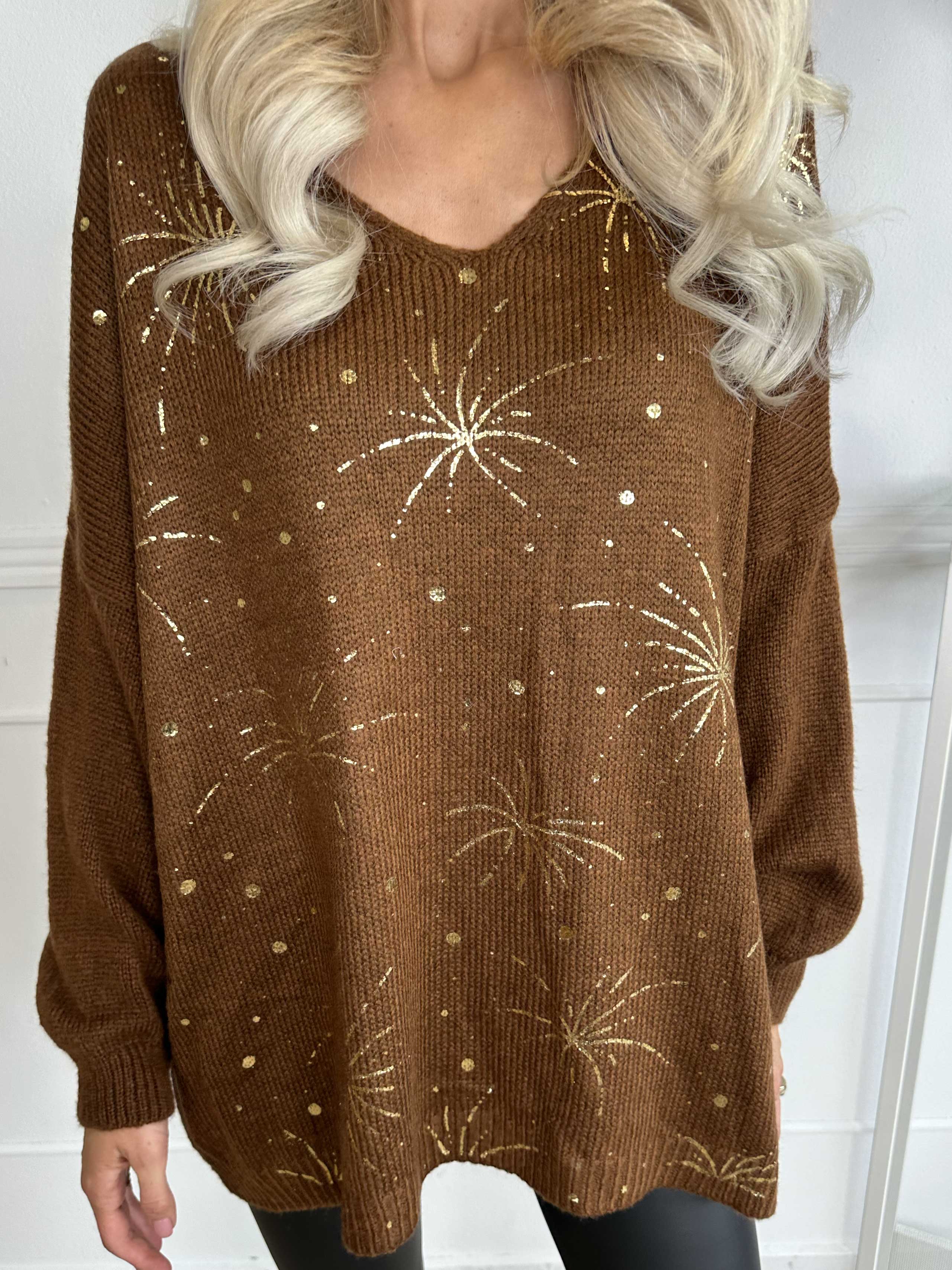 Omaria - Stickad blus med fyrverkerier på